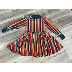 The Middle Daughter Kids Multi Stripe Velvet Mock Neck Dress Size 11-12 Years